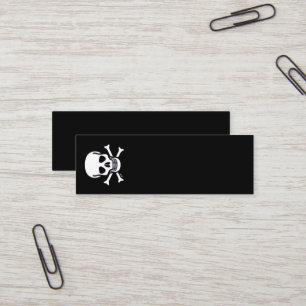 Skull n Bones all black mini business card vert
