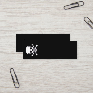 Skull n Bones all black mini business card vert