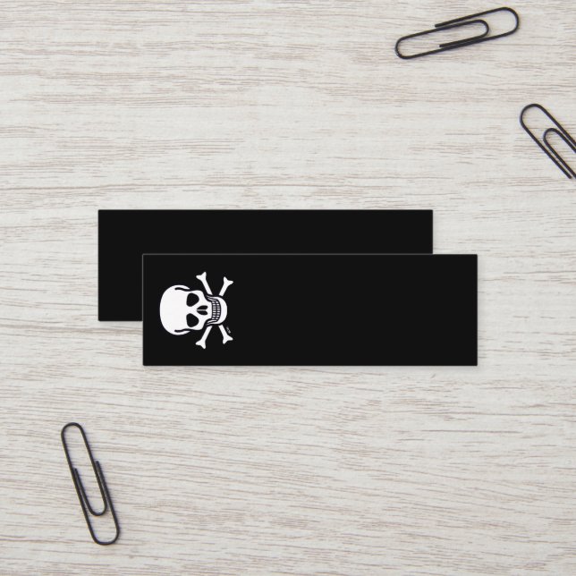 Skull n Bones all black mini business card vert (Front/Back In Situ)
