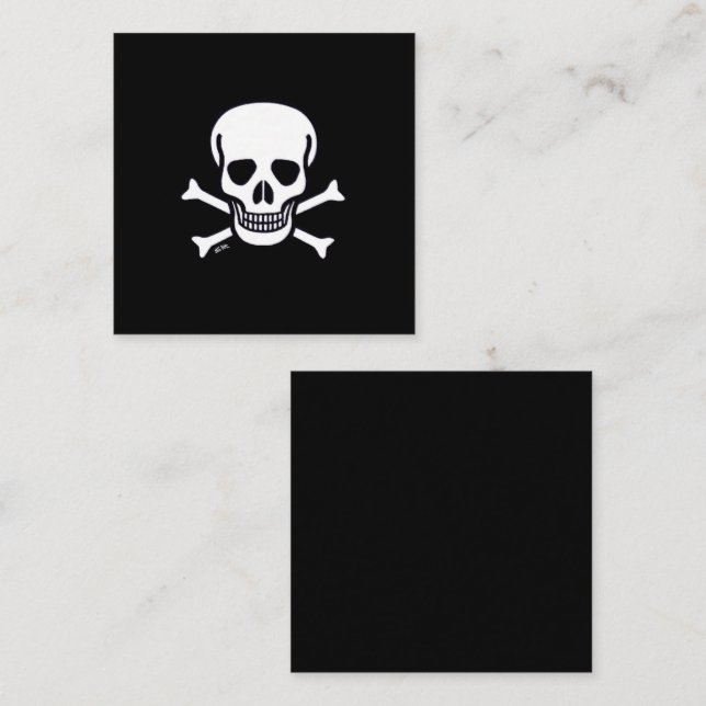 Skull n Bones all black square business card (Front/Back)