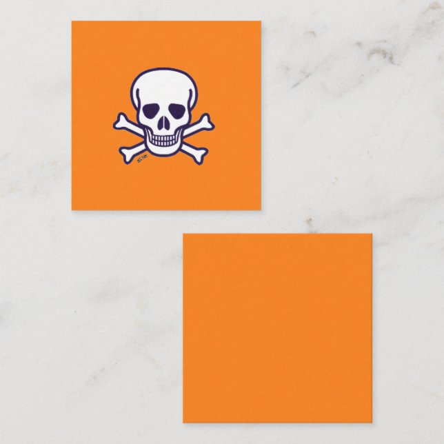 Skull n Bones all orange square business card (Front/Back)