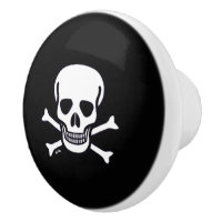 Skull n Bones Black ceramic knob