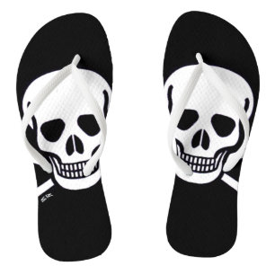 Skull n Bones black flip flops