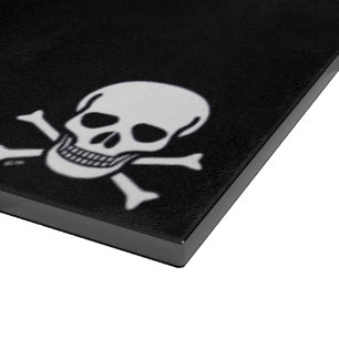Skull n Bones black glass cutting board