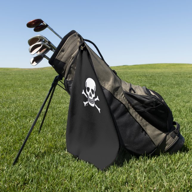 Skull n Bones black golf towel (Green)