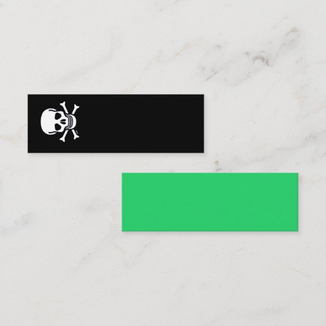 Skull n Bones black green mini business card vert (Front/Back)