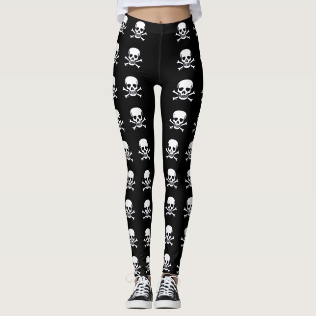 Skull n Bones black large skulls leggings (Front)