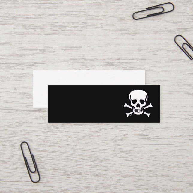 Skull n Bones black mini business card (Front/Back In Situ)