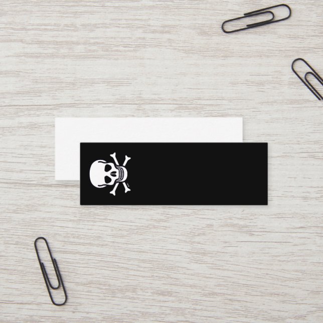 Skull n Bones black mini business card vertical (Front/Back In Situ)