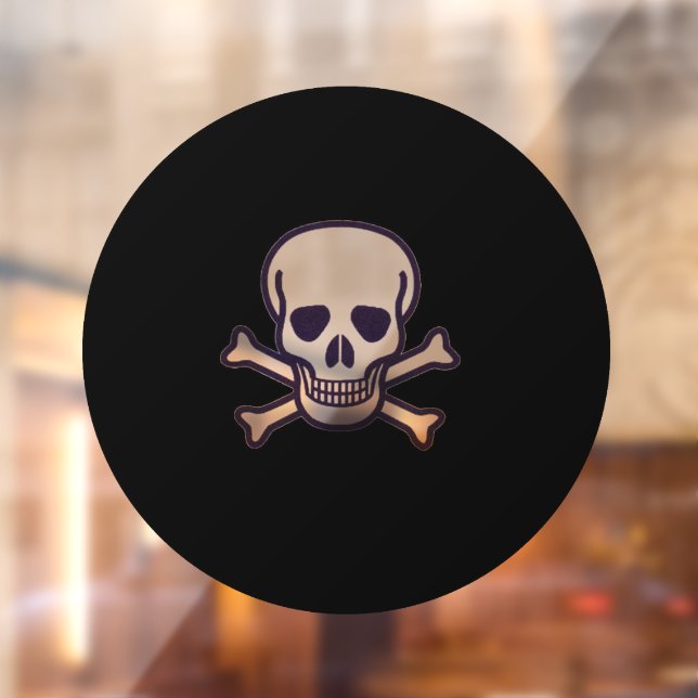 Skull n Bones black round window cling back stick (Sheet 2)