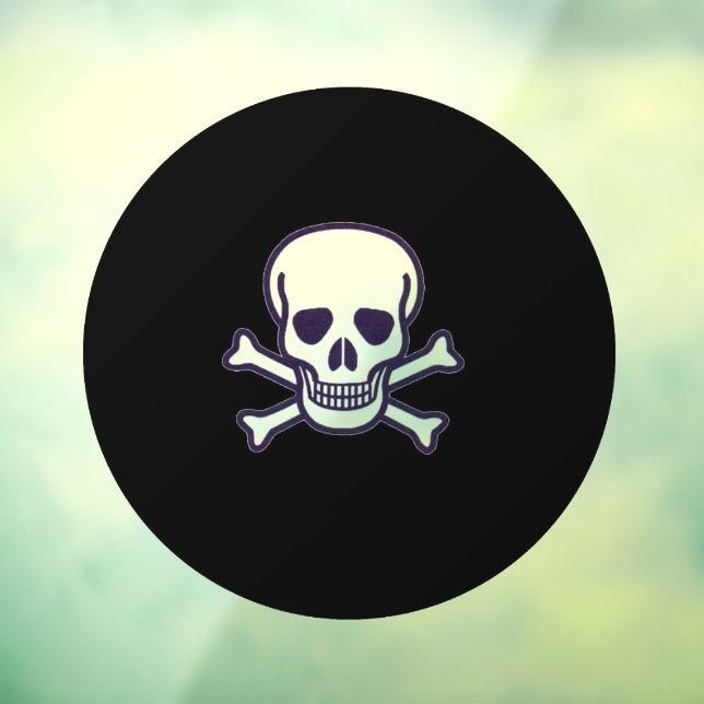 Skull n Bones black round window cling back stick (Sheet 3)