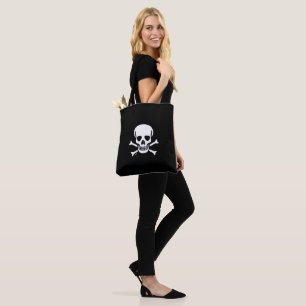 Skull n Bones black shoulder tote bag