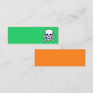 Skull n Bones green and orange mini business card