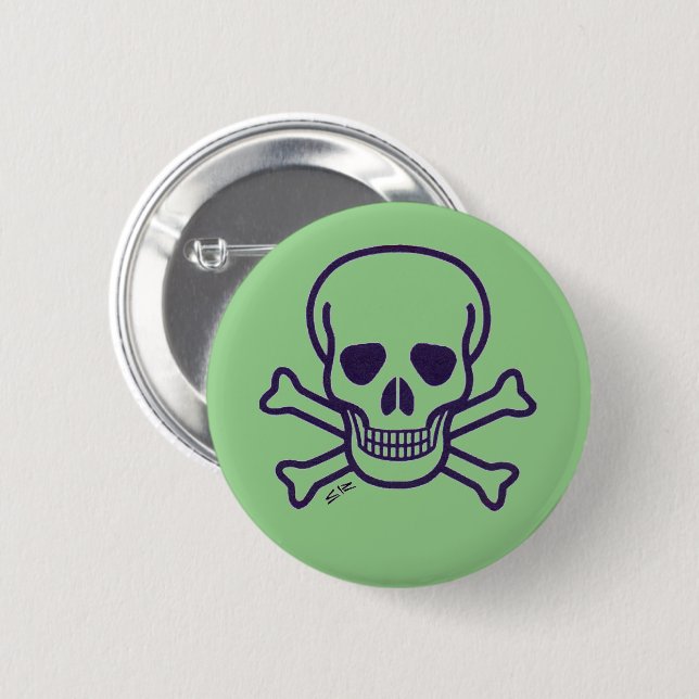 Skull n Bones green button (Front & Back)