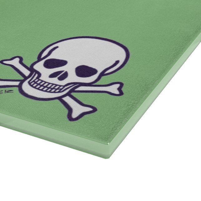 Skull n Bones green glass cutting board (Corner)