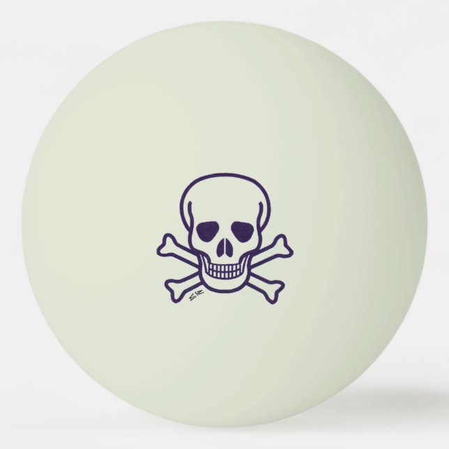 Skull n Bones green glow 1 star ping pong ball (Front)