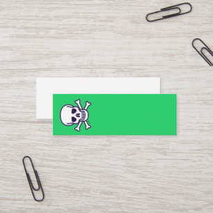 Skull n Bones green mini business card vertical