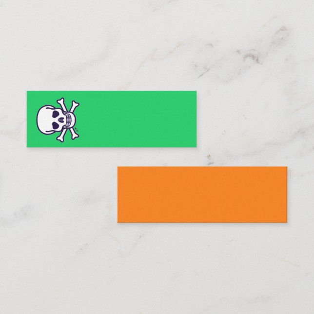 Skull n Bones green orange mini business card vert (Front/Back)