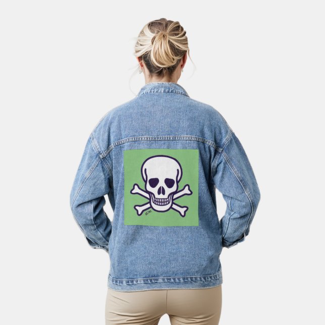 Skull n Bones green women denim jacket (Model)