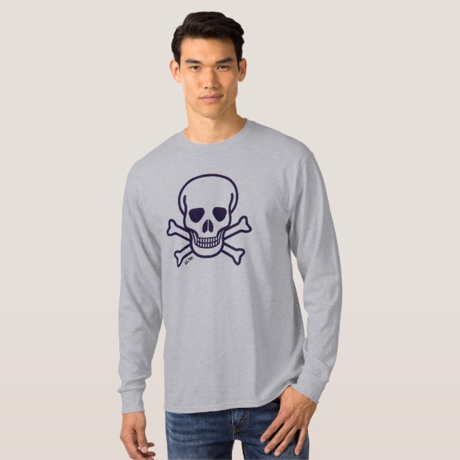 Skull n Bones grey long sleeve shirt (Front Full)