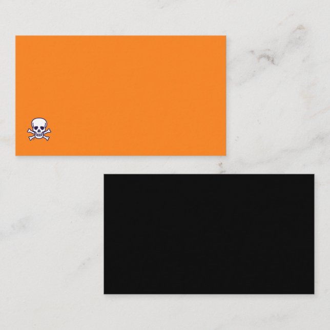 Skull n Bones orange blk std business card corner (Front/Back)