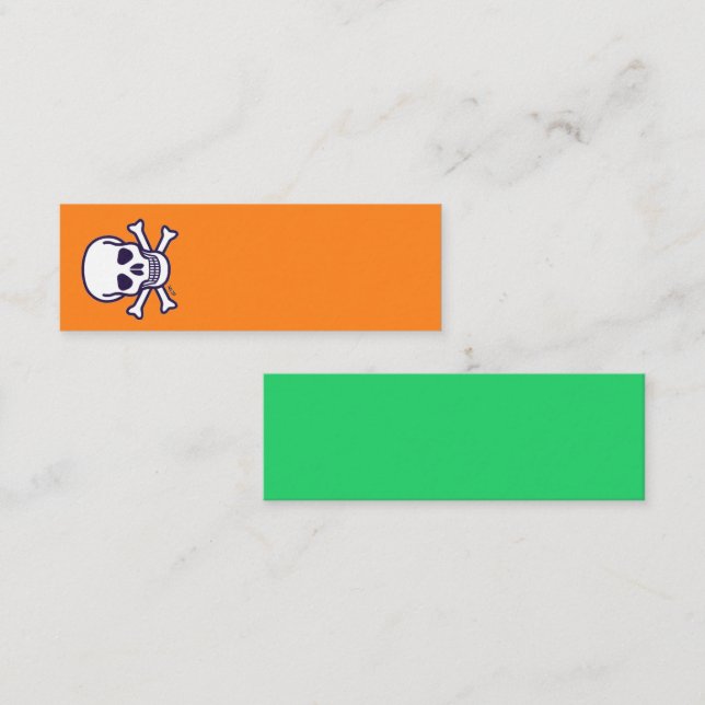 Skull n Bones orange green mini business card vert (Front/Back)