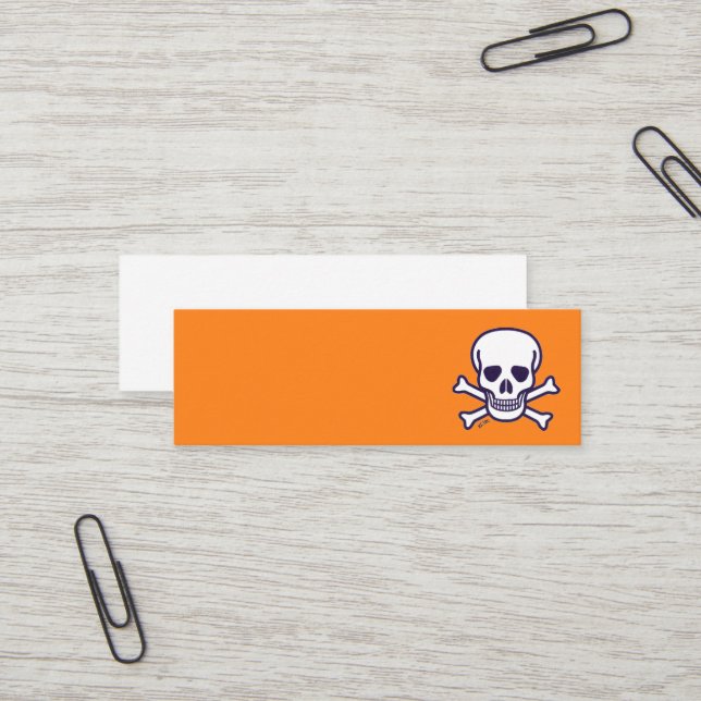 Skull n Bones orange mini business card (Front/Back In Situ)