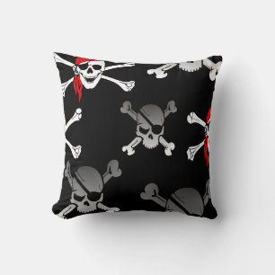 Skull n Bones Party Pirate Throw Pillow