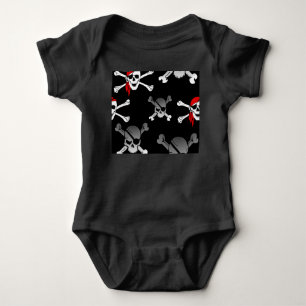 Skull n bones Party Pirates  Baby Bodysuit