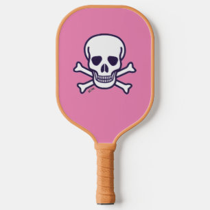 Skull n Bones pink and tan pickleball paddle