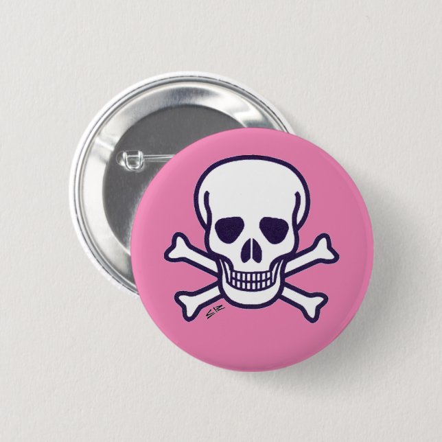 Skull n Bones pink button (Front & Back)