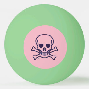 Skull n Bones Pink green glo 1 star ping pong ball