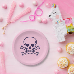 Skull n Bones pink paper plates