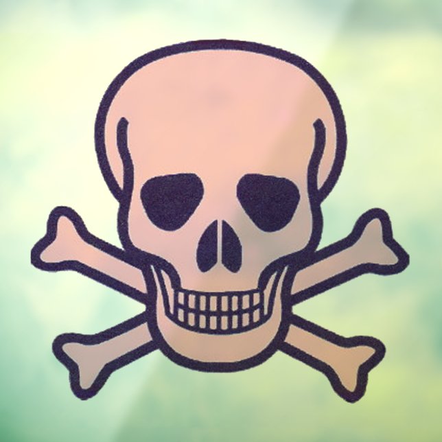 Skull n Bones pink round window cling back stick (Sheet 3)
