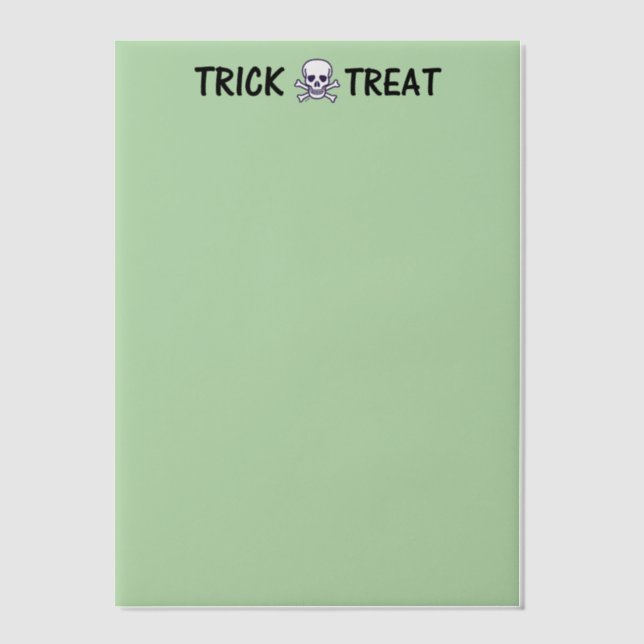 Skull n Bones Trick or Treat green vellum papers Vellum Invitations (Front)