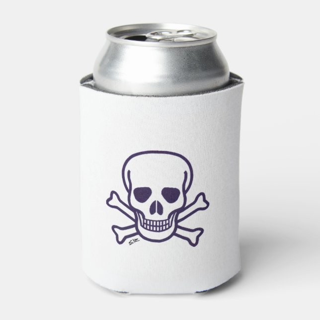 Skull n Bones white can cooler (Can Front)