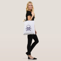 Skull n Bones white shoulder tote bag