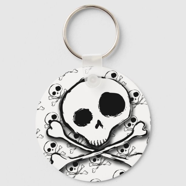 Skull N Bones with backdrop Key Ring (Front)