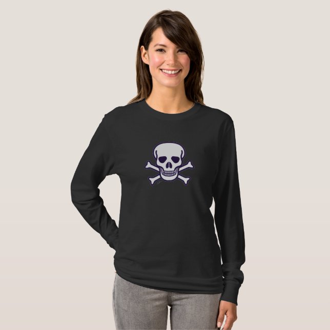 Skull n Bones women black long sleeve shirt (Front Full)