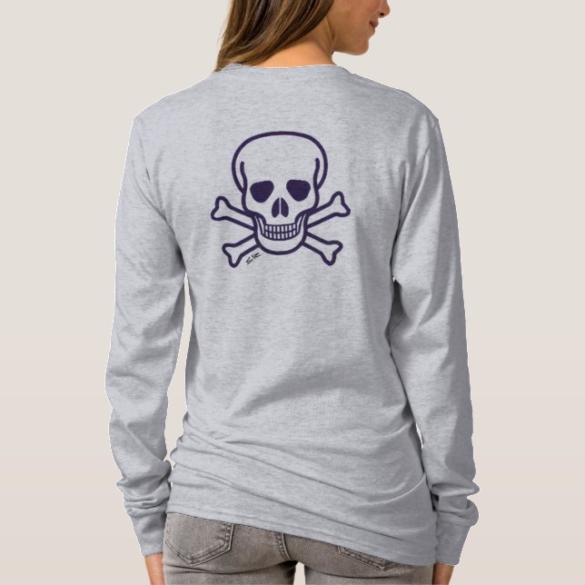 Skull n Bones women grey long sleeve T-shirt back (Back)