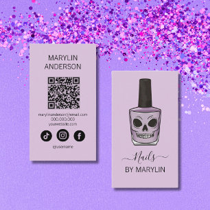 Skull Nail Polish Bottle Gothic Nail Technician Business Card