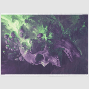 Skull Nebular Echoes Purple Green Decoupage  Tissue Paper