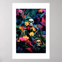 Skull Neon Jungle | Orchid Flowers 