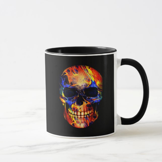 SKULL  NEON PAINT ABSTRACT MUG (Right)