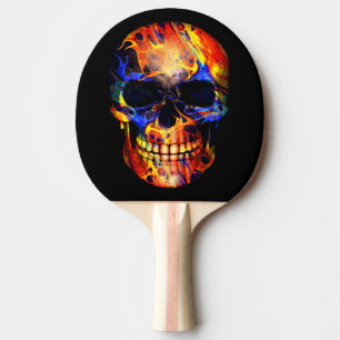 SKULL NEON PAINT ABSTRACT PING PONG PADDLE