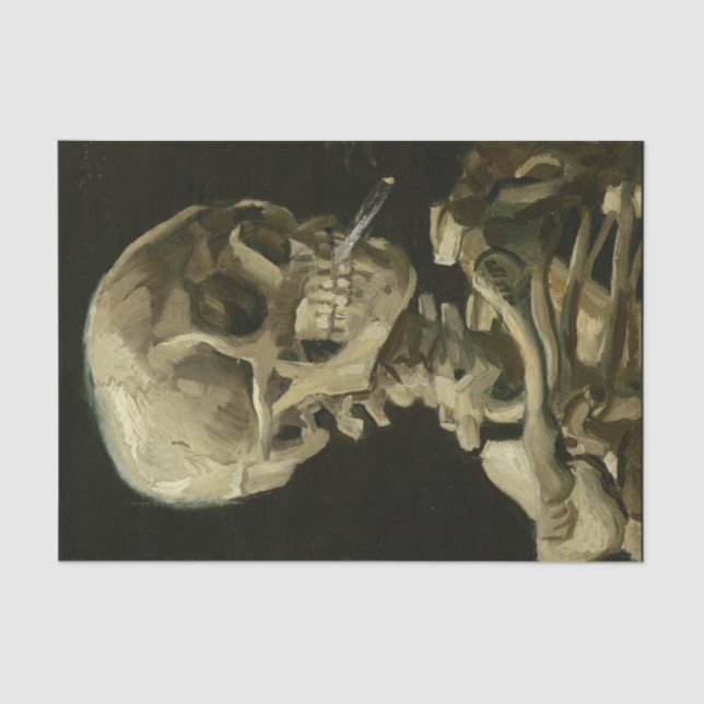 Skull of a Skeleton with Burning Cigarette, 1885 Tissue Paper (Front)