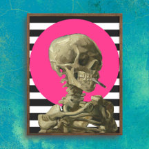 Skull of a Skeleton with Burning Cigarette