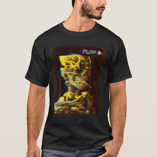 Skull Of A Skeleton With Burning Cigarette Vincent T-Shirt (Front)