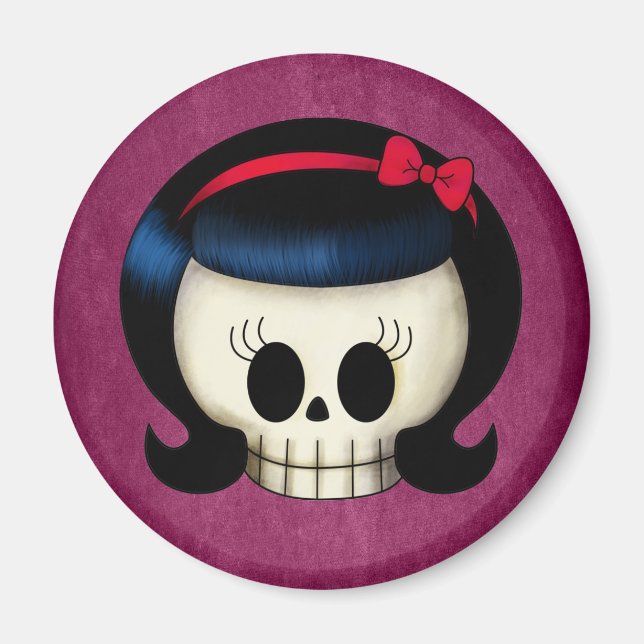 Skull of Rockabilly Girl Magnet (Front)