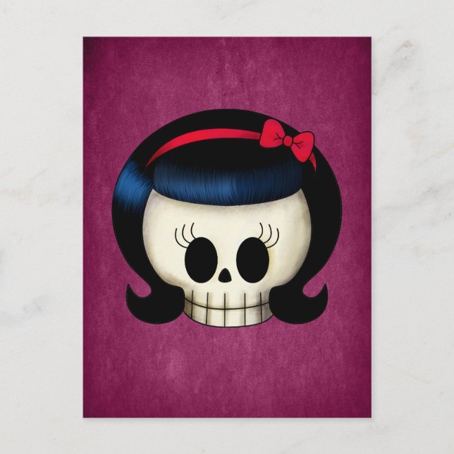 Skull of Rockabilly Girl Postcard (Front)